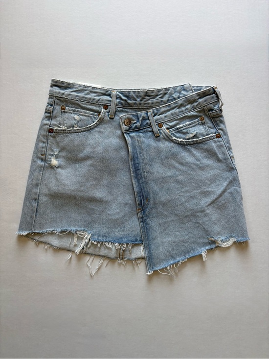 Agolde Dresses & Skirts - Agolde Criss Cross Light Wash Denim Skirt Womens 27 Unfinished Hem